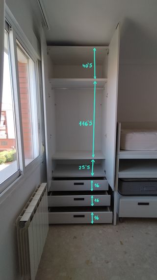 Cama alta juvenil con escritorio y cajones