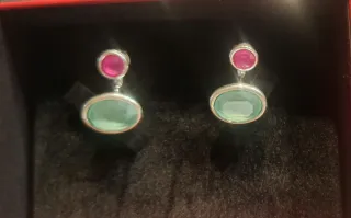 Pendientes Uno de 50 Verdes y Rosas