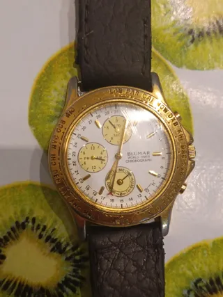 Reloj Blumar World Timer Cronógrafo Dorado