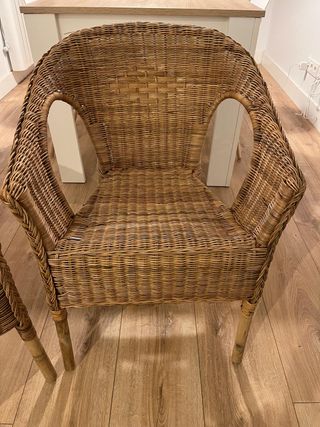 2 Sillas Ratán/Bambú Beige/Marrón