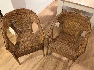 2 Sillas Ratán/Bambú Beige/Marrón