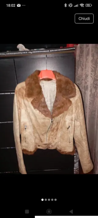 Giubbotto pelle scamosciata beige/marrone