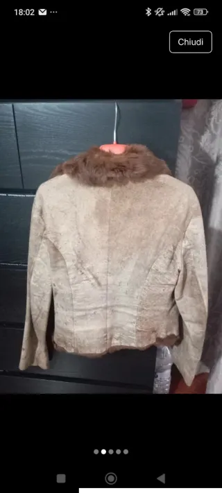 Giubbotto pelle scamosciata beige/marrone