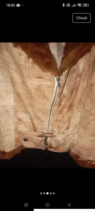 Giubbotto pelle scamosciata beige/marrone