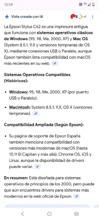 Impresora Epson Stylus C62 Beige/Gris