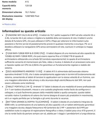 Tablet Oanggc A15 oro/rosa + penna in regalo