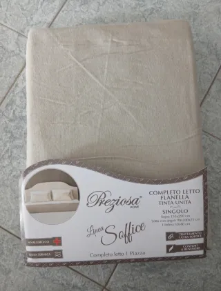 Completo letto flanella singolo beige