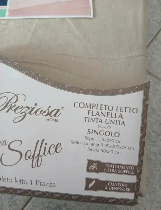 Completo letto flanella singolo beige