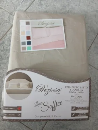 Completo letto flanella singolo beige