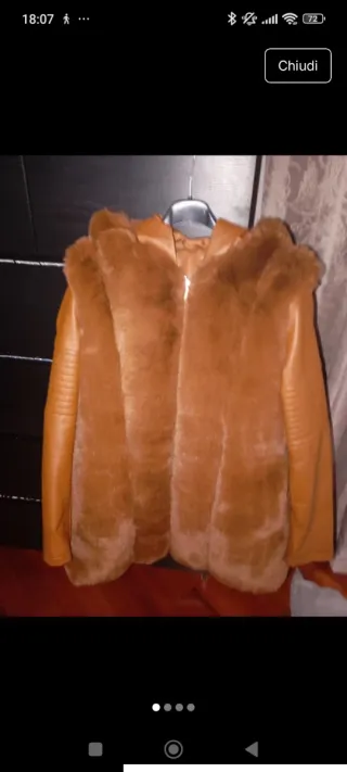 Giubbotto similpelle e ecopelliccia marrone