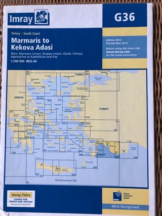 Carta Náutica Imray G36 Costa Sur Turquía