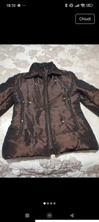 Piumino donna con strass marrone