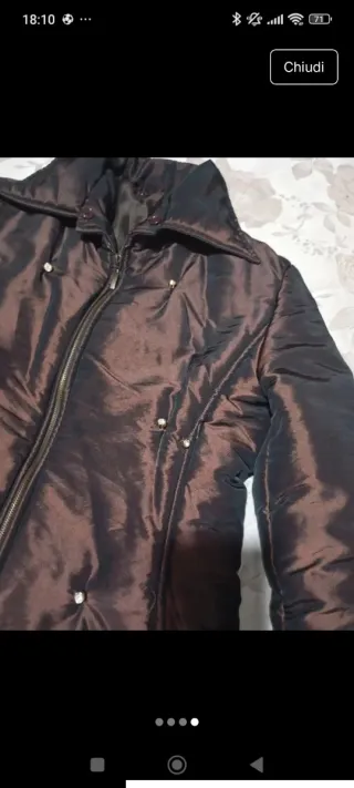 Piumino donna con strass marrone