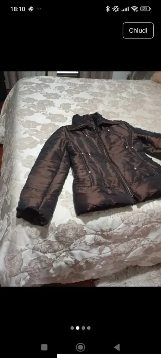 Piumino donna con strass marrone