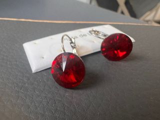 Pendientes Swarovski Rojos y Plateados