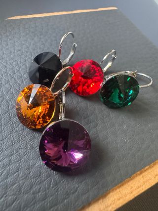 Pendientes Swarovski Rojos y Plateados