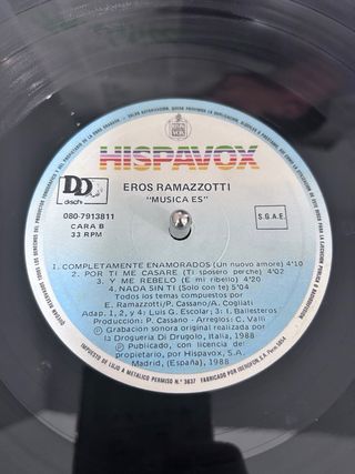 Vinilo Eros Ramazzotti Música es