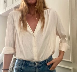 Camisa beige manga larga