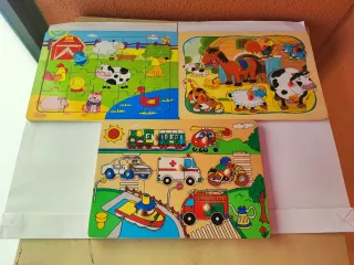 Lote 3 puzzles madera infantiles