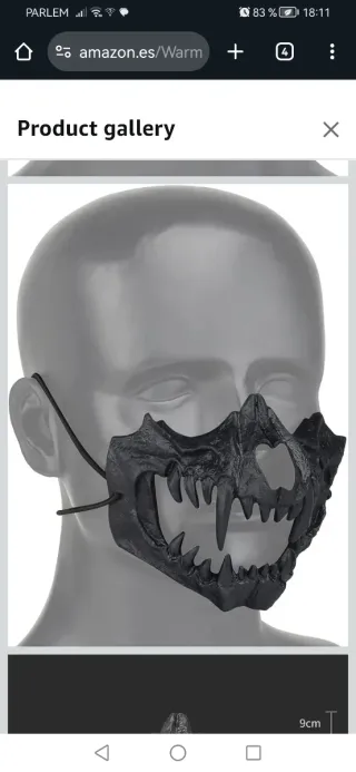 Máscara Airsoft Negra Resina Cosplay