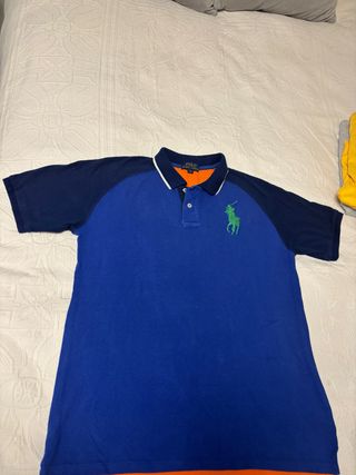 Polo Ralph Lauren Manga Corta Azul Naranja