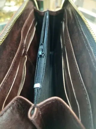 Cartera y funda móvil cuero marrón