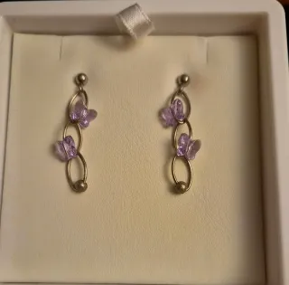 Pendientes Lotus Mariposas Moradas Plata
