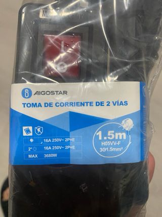 5 Regletas 1.5M 2 Enchufes con Interruptor