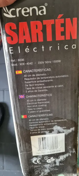 Sartén Eléctrica con Tapa de Cristal