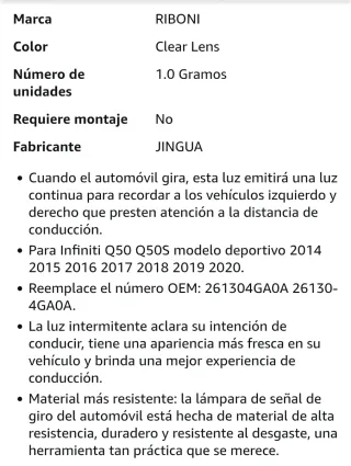 2 Intermitentes Led  para el Infiniti Q