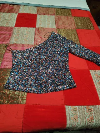 Top lentejuelas asimétrico fiesta