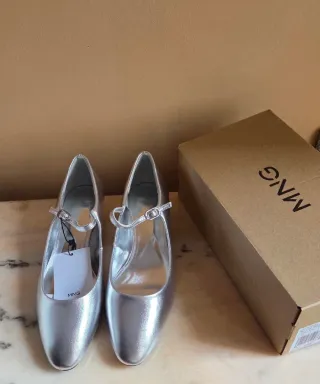 Zapatos pulsera Mango plateados