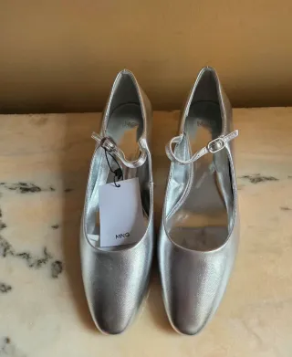 Zapatos pulsera Mango plateados