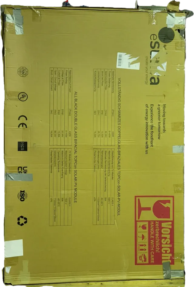 Panel Solar ESUNRA Bifacial 430W - ALL BLACK