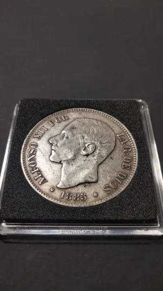Moneda 5 Pesetas 1885 plata