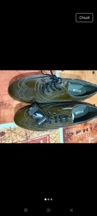 Mocassini donna Geox verde scuro lucido