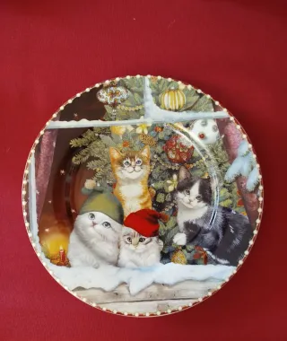 Taza,cucharitas y platos - diseño de gatos Navidad