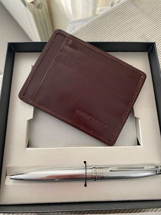 Tarjetero y Bolígrafo Carisma Marrón/Plata