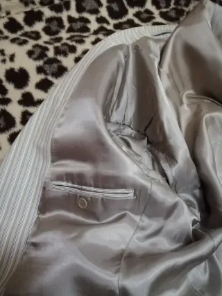 Chaqueta americana rayas beige y gris