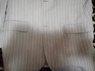 Chaqueta americana rayas beige y gris