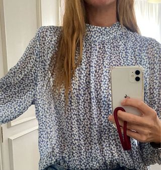 Blusa Margarita Azul y Blanca