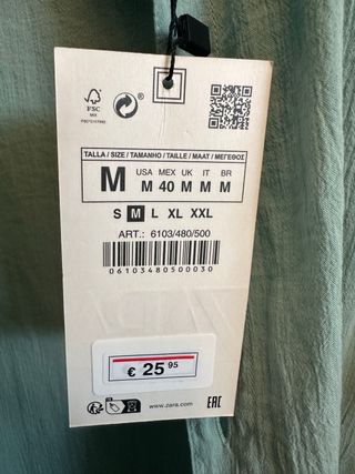 Camisa Zara Manga Corta Verde Talla M