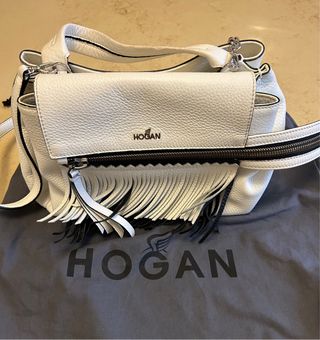 Borsa Hogan bianca e nera con frange