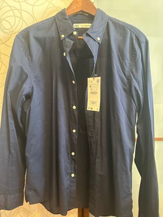 Camisa Zara Talla M Hombre Azul