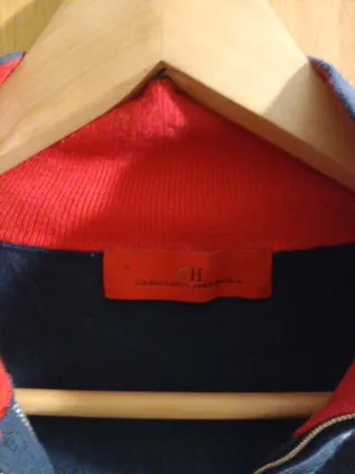 Jersey Carolina Herrera azul con lunares blancos