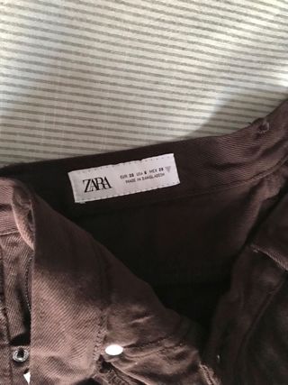 Vaqueros Zara Wide Leg Tiro Cruzado Marrón
