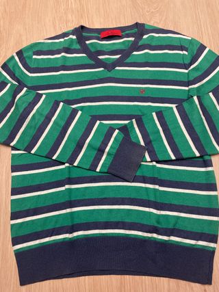 Jersey CH V-neck Talla L Rayas Verdes y Azules