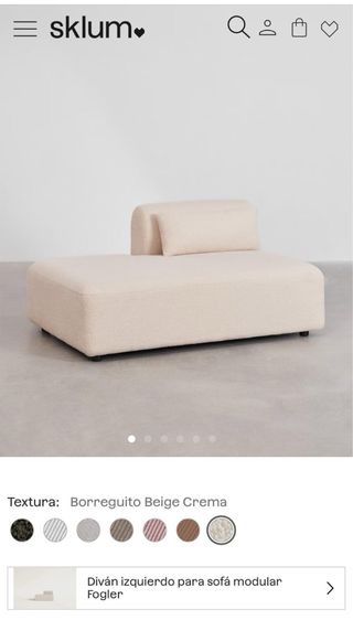 Sofá Fogler: módulo diván, beige marca Sklum