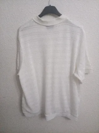 Camiseta Polo Blanca Tejido Ahuecado Talla L/XL