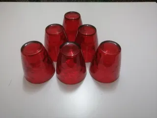 Set 6 Bicchieri Rossi Natale Vetro